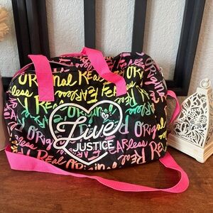 Justice Black and Pink Graphic Travel Bag  (GT)